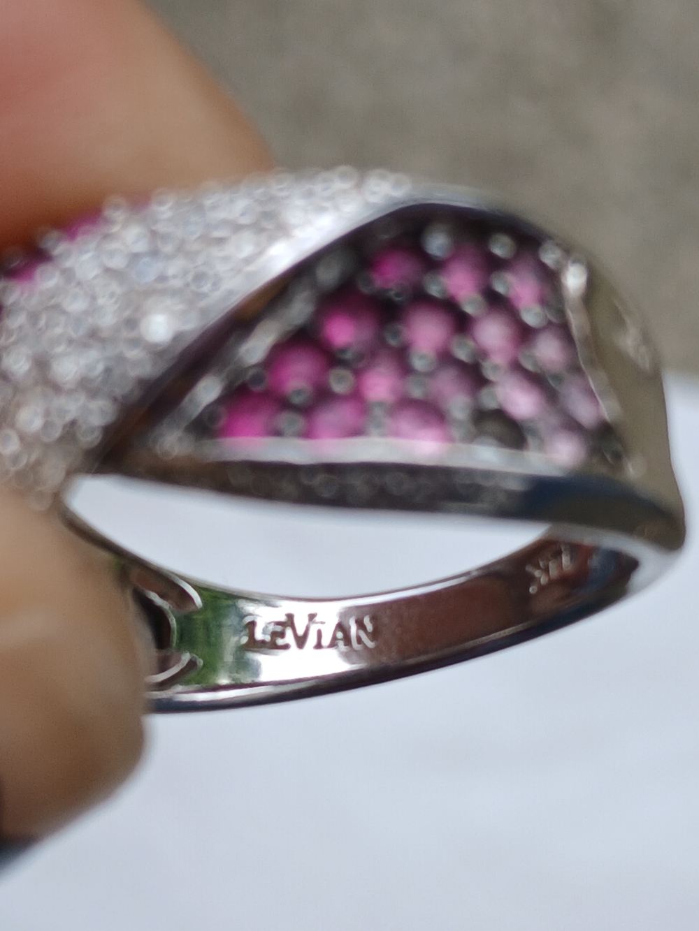 LeVian Pink Sapphire and Diamond Sterling Ring